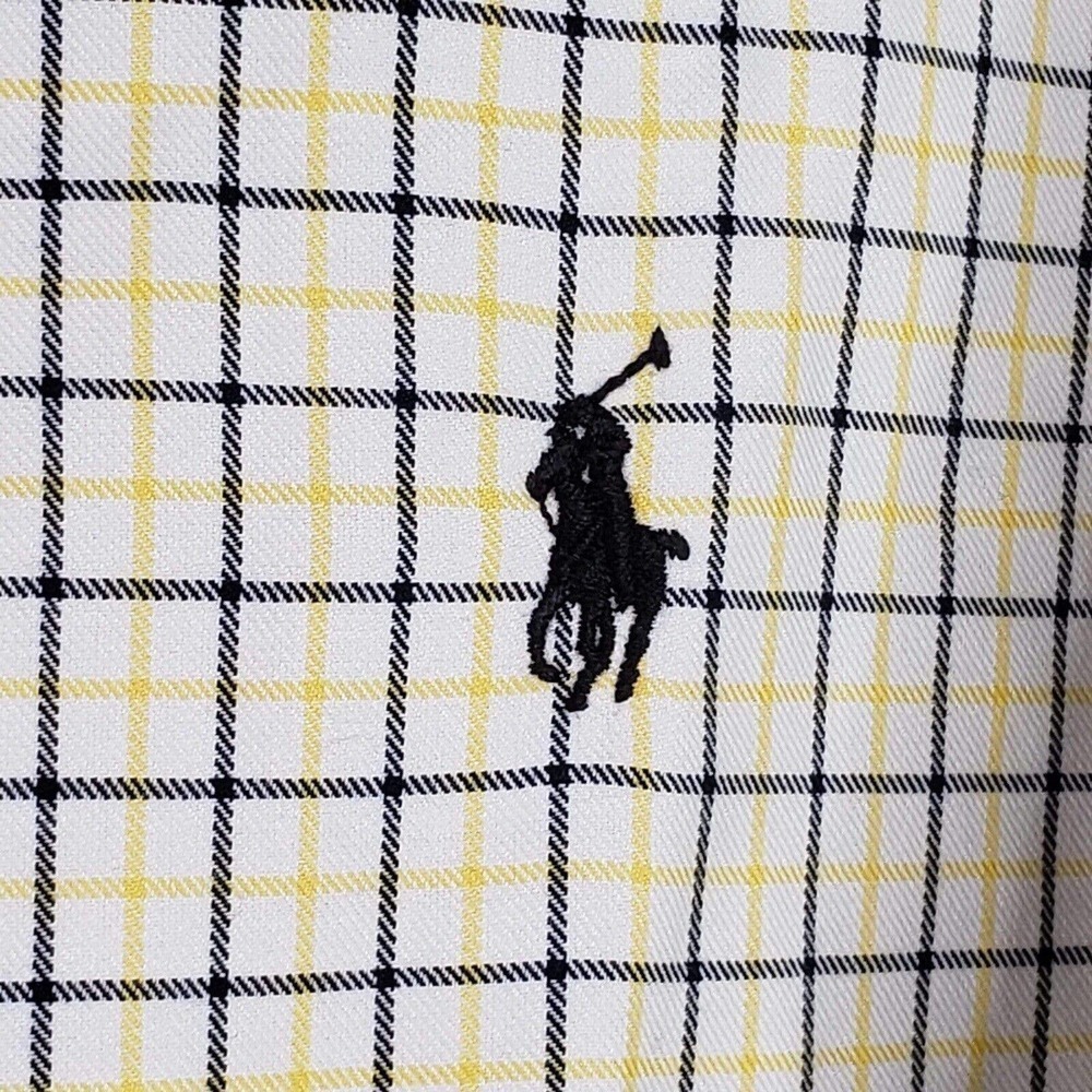 Polo Ralph Lauren Oxford Men's Large Yellow Check LS Button Down Shirt Vintage - Picture 5 of 9